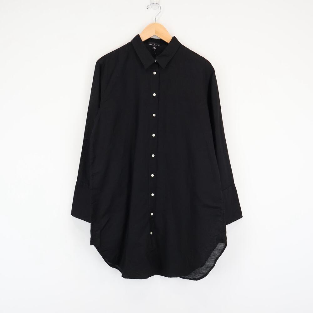 J.Crew Relaxed Fit Beach Shirt Linen Cotton Blend Black Size Medium NWT - Picture 2 of 8